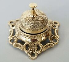 Table Desk Bell Antique Vintage Brass Hotel Service Ornate Reception Counter picture