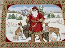 Christmas Tapestry C&F Ent. Wool Needlepoint Santa Woodland Animal 42X30 VTG NWT picture