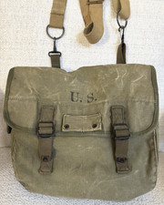 Super RARE VTG Dated 1944 WW2 US Military Satchel Canvas Shoulder Messenger Bag picture