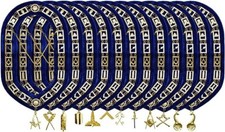 Masonic Regalia Blue Lodge Gold Metal Chain Collar With Jewels - PACK of 12 picture
