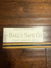 Jumbo Hall's Safe & Lock Co Antique Safe Lettering Emblem, Decal, Gold Metallic picture