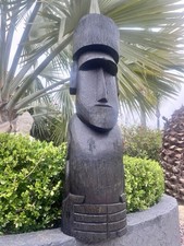 New 3’ Easter Island Moai Style Coco Palm Tiki bar Decor Oceanic B picture