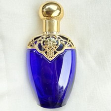 VTG Avon Cobalt Blue Glass Mesmerize Cologne/Perfume Bottle Gold Filigree 70s N picture