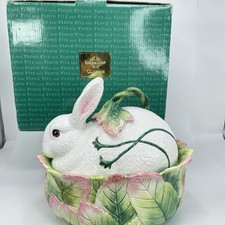 Fitz and Floyd Le Lapin Rabbit Covered Vegetable Bowl A+Condition W/Box Classics picture