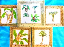 VTG MWW Mini Plate Tiles Island Breeze Jungle Monkeys w/ Box & Packaging picture