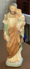 * VINTAGE PLASTER SAINT JOSEPH W/ CHILD STATUE 13