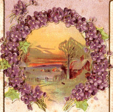 Antique DB Postcard Best Birthday Wishes Rural Scene Sunset Embossed c1900s picture