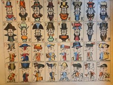 Antique 19thC French Uncut Playing Card Sheet Jeu Grotesque ARCHES Watermark picture