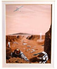 NASA HOTPRESS Vintage Space Art Original Print 12x10 'Mars Exploration Center' picture