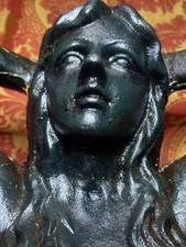 Large Vintage Cast Iron Mermaid Heavy Architectural Decorative Statue 1890-1910 picture
