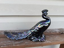 Lusterweqr Peacock Figurine Home Decor Black Vintage Style picture