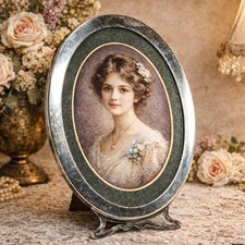 Elegant Large Art Nouveau Antique Sterling Silver Picture Photo Frame Easel Back picture