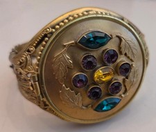 Rare 1930s bangle bracelet compact w rhinestones, powder puff, not enamel picture