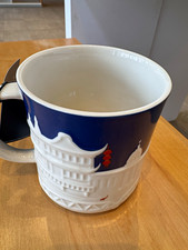 Starbucks Shanghai City Mug Blue & White Embossed Ceramic Coffee & Tea Mug picture