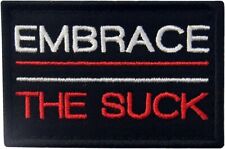Embrace The Suck Red and Black Polyester Morale Tactical Patch Hook and Loop picture