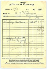 1913 Swift & Company Concord NH invoice, 5 bags potatoes picture