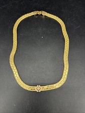 Vintage VFW Ladies Auxiliary Enamel Look Goldtone With Emblem Necklace picture