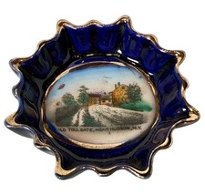HUDSON NY NEW YORK Souvenir Porcelain TOLL GATE Cobalt Trinket ANTIQUE Dish picture
