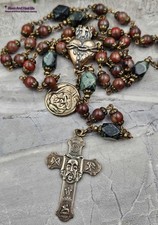 Holy Face of Jesus Chaplet -Bronze-Sacred Bleeding Heart,Pieta, Red Jasper picture