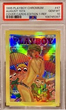 POP 5 PSA 10 1995 Playboy Chromium Gold Refractor August 1974 Cover 12% Gem Rate picture