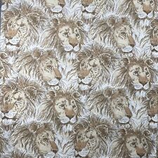 Vintage Bibb Flat Full Bed Sheet Lion Big Cat Print Brown Tan Cotton Blend 70's picture
