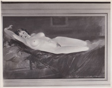 1928 Press Photo View of Artist Everett Shinn's Nude Painting 