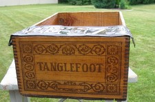 Antique Vtg  Tanglefoot Fly Paper Made USA Crate Shelf 1934 License Plate MN picture