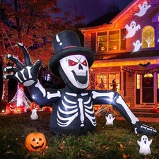 10FT Giant LED Lighted Skeleton Halloween Inflatable Outdoor Yard Roof Garden De picture