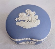 Vintage 1960's Wedgwood Blue Jasperware Lidded Trinket Box picture