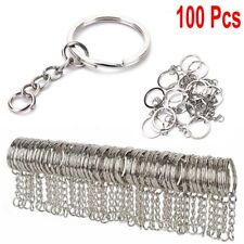 Lots DIY 25mm Polished Silver Keyring Keychain Split Ring Short Chain Key Rings picture