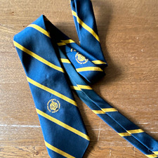 US Naval Academy USNA Navy/Gold Striped Necktie Embroidered Crest 1845-1995 picture