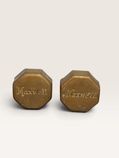 Vintage Brass Maxwell Decorative Desk Accessories Paperweights Pair Octagonal picture