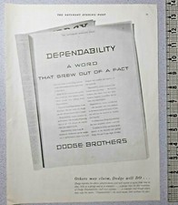 1931 Dodge Vintage Print Ad Brothers Dependability Refined Improved Black White picture