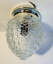 1950 Hobnail Clear Glass Acorn Shape Shade with a later model Ceiling Fixture picture