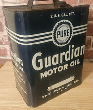 VINTAGE PURE GUARDIAN MOTOR OIL  2 GAL. CAN -VERY  RARE picture