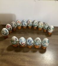 Lot Of 15 Princeton Gallery Porcelain Unicorn Eggs 1993 With Stands picture