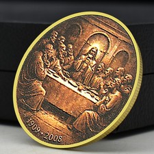 Jesus Last Supper Commemorative Coin - Christian Sacred Chalice Gift Collectible picture