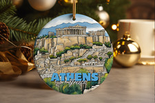 Athens Greece Ornament, The Acropolis, Travel Gift Ceramic Ornament picture