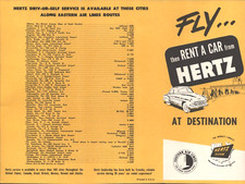1951 EASTERN AIRLINES AND HERTZ RENT A CAR Plane Auto Plan advertising brochure picture