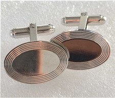 WEH Walter Hayward Cufflinks 925 Sterling Silver Oval Vintage Cuff Links picture