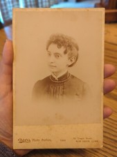 Antique 1889 Cabinet Card Photo Victorian Portrait Lady New Haven Connecticut picture