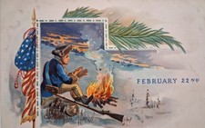 1900s GEORGE WASHINGTON Birthday Feb 22nd SOLIDER SNOW Revolutionary WAR picture