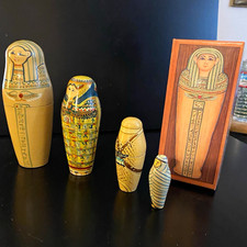Museum of Fine Arts Boston Nesting Mummies Painted Wood Box Set 4pc Egyptian picture