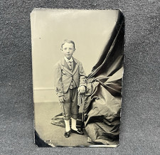 TINTYPE - impressive ⅙ plate tintype of a handsome Victorian lad in an amazing s picture