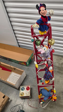 Vtg Mr Christmas Mickey's Tree Trimmers Animated 4Ft Ladder WORKING SEE VIDEO picture