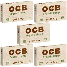OCB Organic Hemp Rolling Paper 1 1/4 Stack Pak (300 Leaves Per Pack) 5 Booklets picture