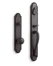 New Antique Pewter Marconi Solid Bronze Entrance Door Set with Knob picture