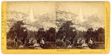 YOSEMITE STEREOVIEW - Tourists in Camp Grove - C.E. Watkins 1860s picture
