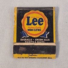 Vintage Lee Work Clothes Union Made Advertising Matchbook Diamond Match Co NY picture