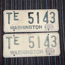 1951 Washington Truck License Plates Pair. Yakima County TE 5143 picture